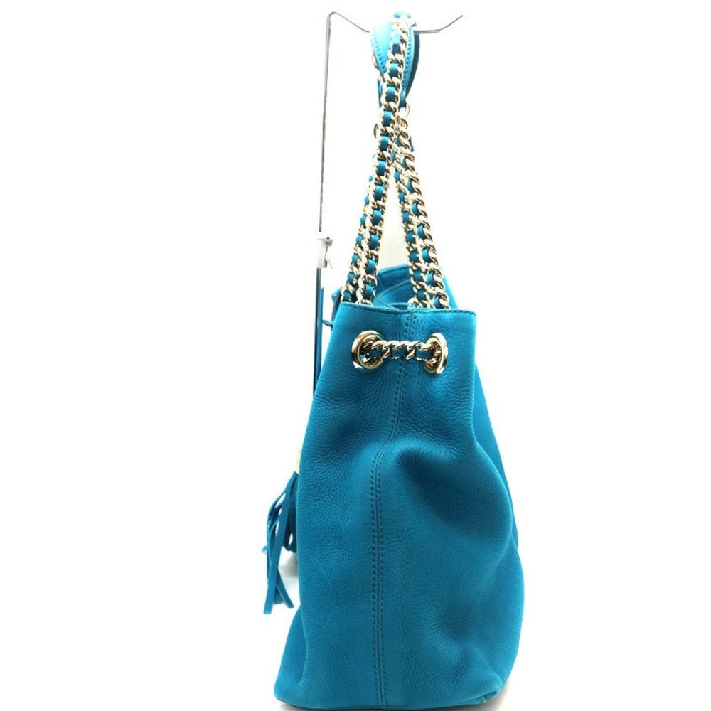 GUCCI Soho Chain Shoulder Bag GG Suede Blue - Picture 3 of 6